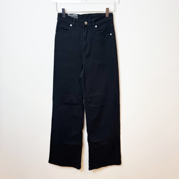 H&M | High Waist Wide Leg Black Denim Jeans NWT - Picture 2 of 8